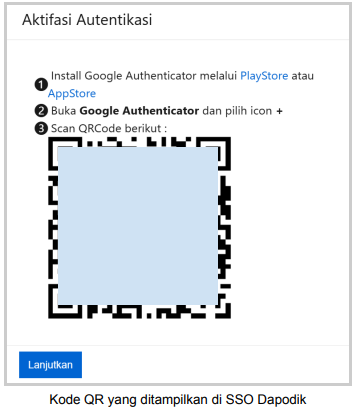 Kode QR yang ditampilkan di SSO Dapodik